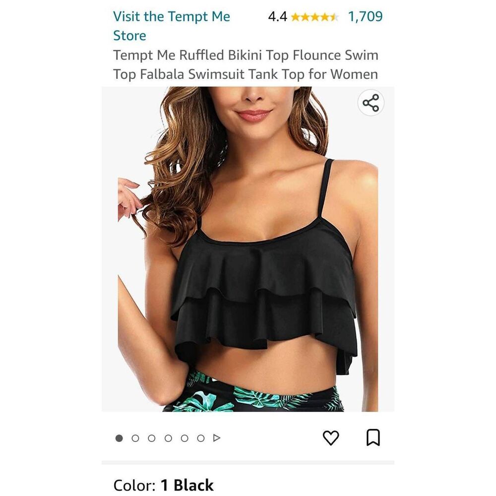 Black tiered cropped bikini top Size medium  boho flounce crop